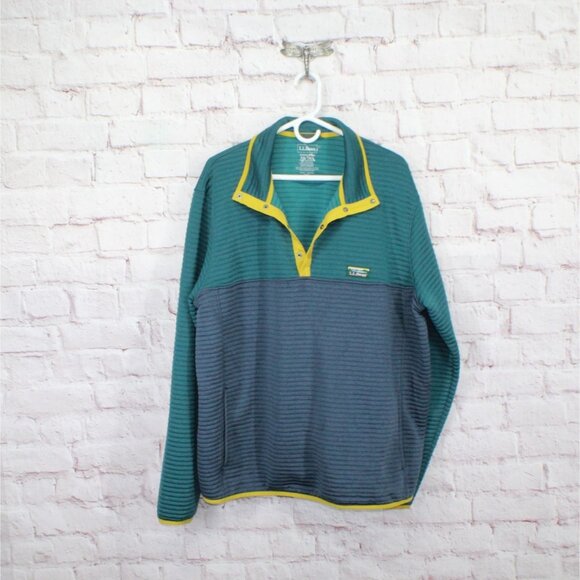 LL Bean Airlight Knit Pullover Sweater Colorblock Blue Green XXL Tall - Picture 6 of 10